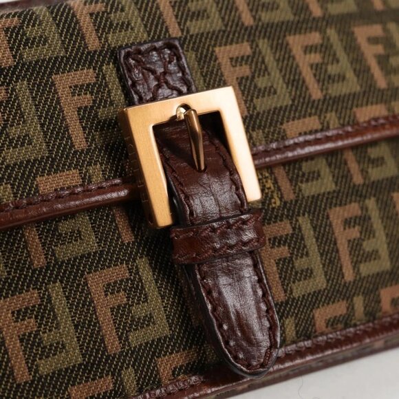 FENDI Zucchino Canvas Pouch Khaki Auth - Picture 7 of 16